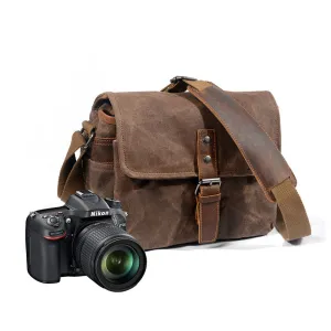 Waxed Canvas DSLR Camera Messenger Bag