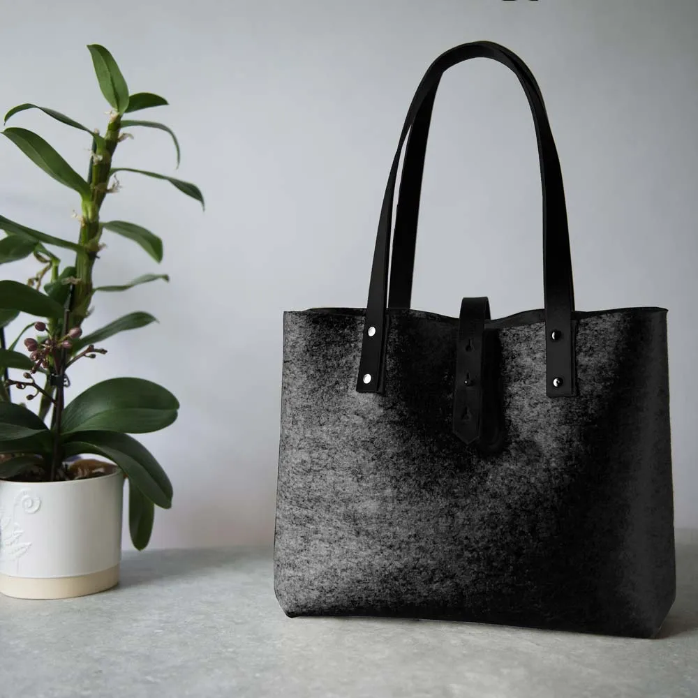 Wool Felt Tote Bag - Grey