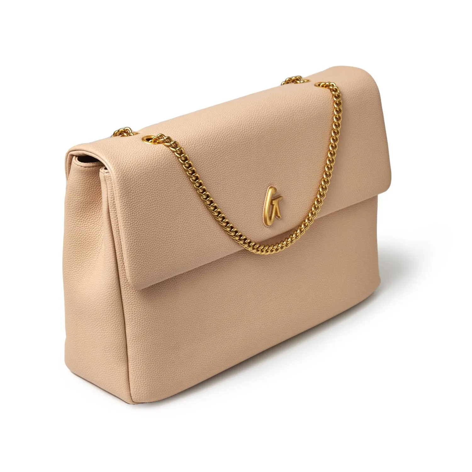 XL PEBBLE FLAP BAG - NUDE